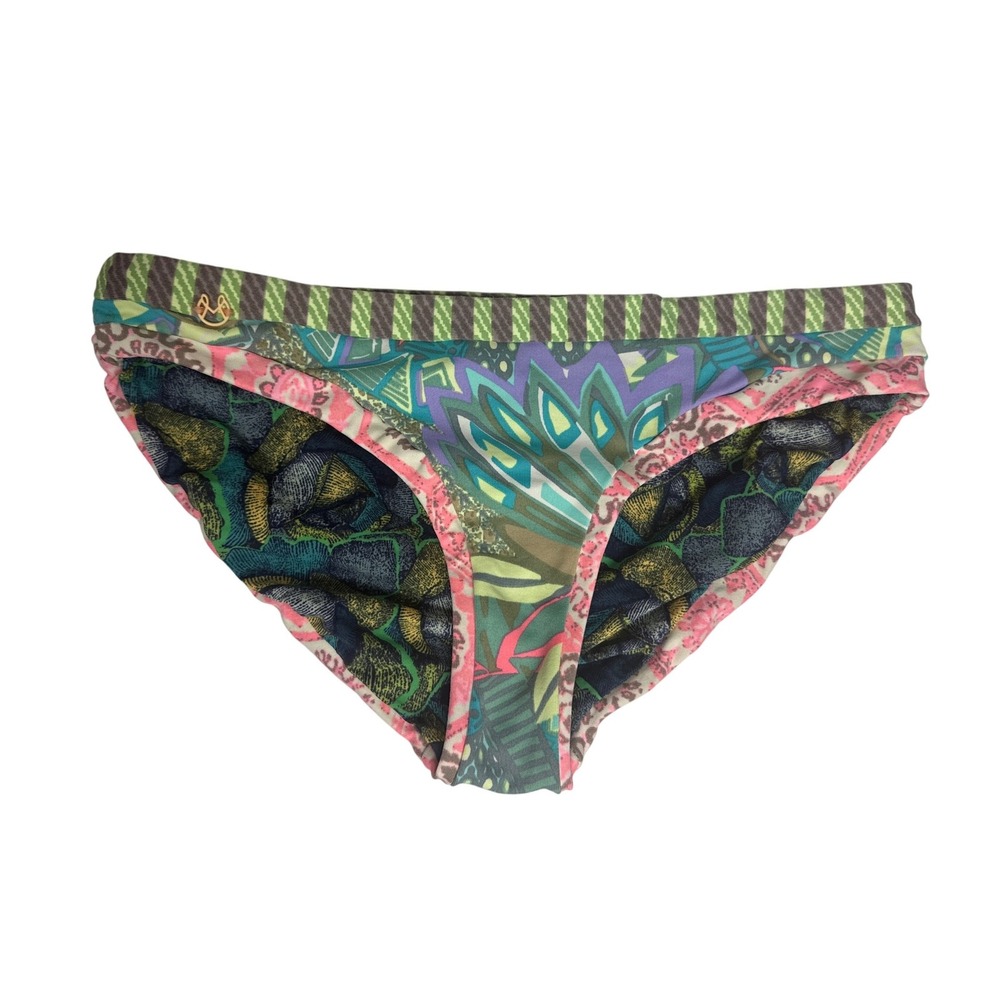 Maaji Bikini Bottom Girl Size 16 Multicolor Reversible Floral Geometric Swimwear